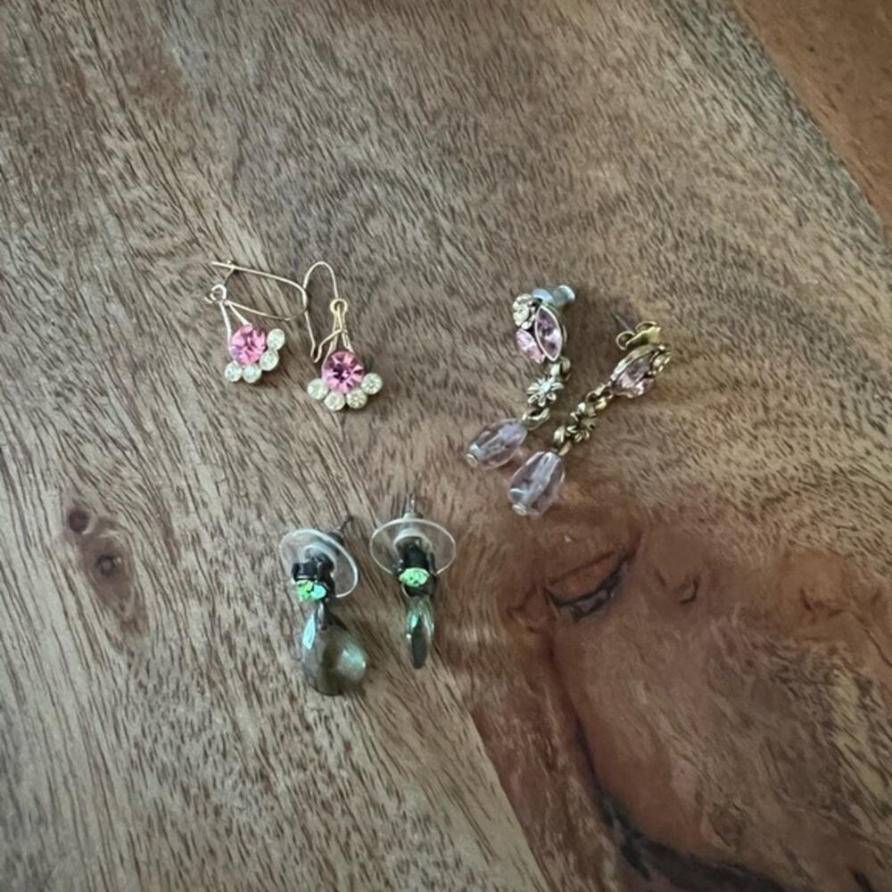 Multi Gemstone Earrings‎ Tear Drop and Fish Hook Lot of 3 Pastel Colors